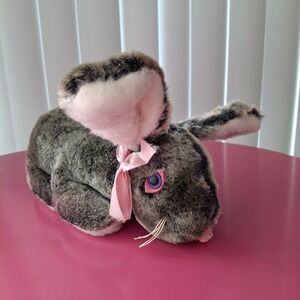 Vintage Knickerbocker Bunny Kuddles Plush Stuffed Animal Rabbit‎ Gray Blue Eyes
